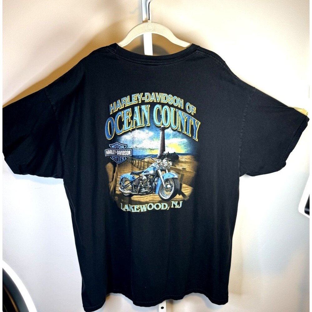 Harley Davidson Ocean County Lakewood NJ 2XL T-Shirt Lighthouse Motorcycle